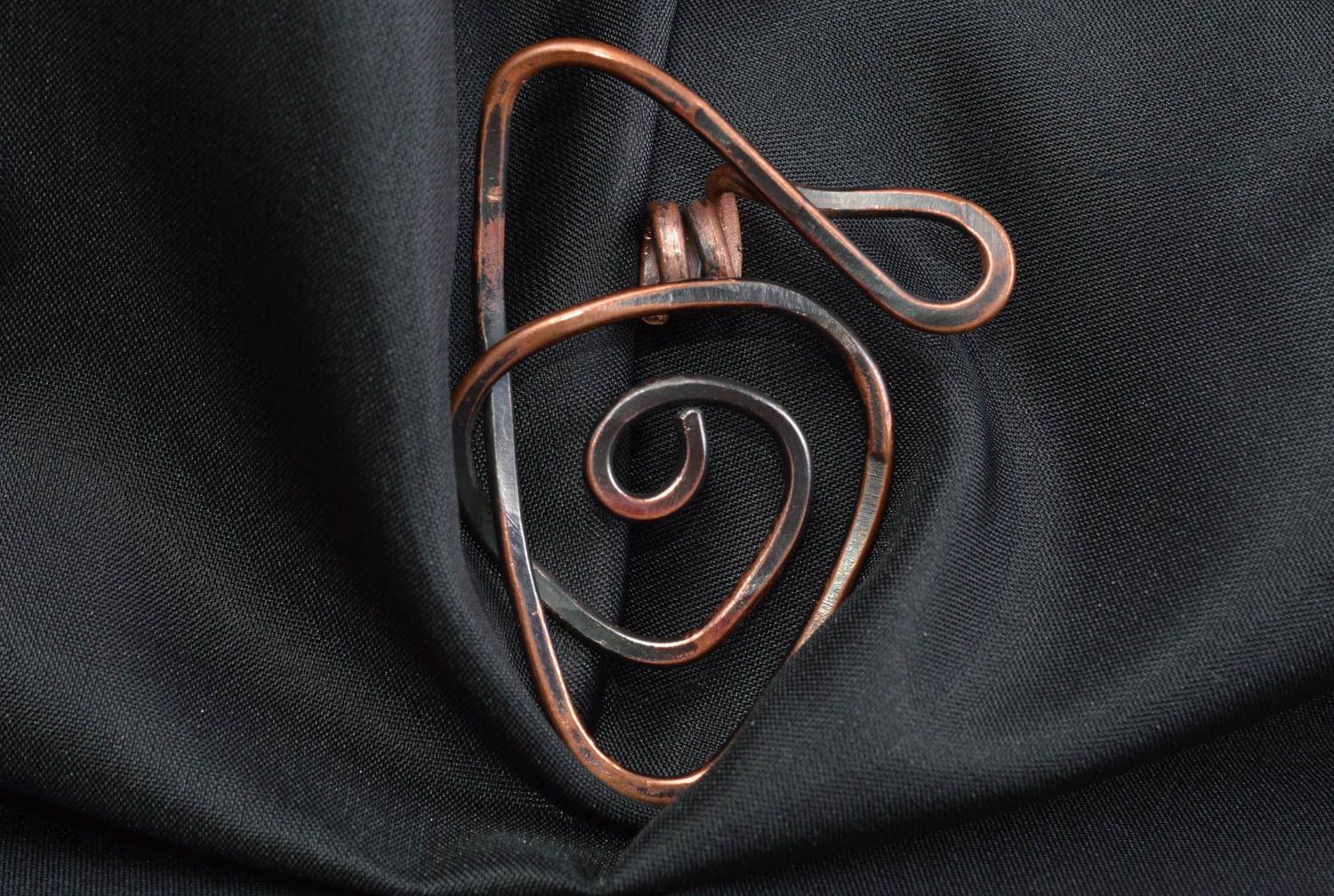 Copper unusual handmade pendant beautiful metal necklace unusual accessory photo 1