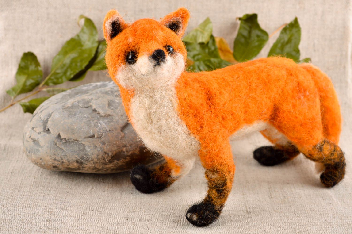 Fuchs Kuscheltier handmade Wolle Spielzeug in Orange weiches Spielzeug für Kind foto 1