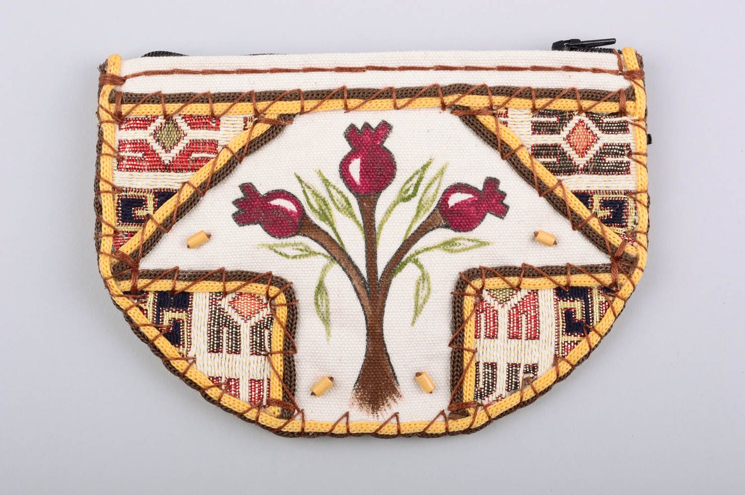 Fabric wallet handmade small purse painted handbag with zipper women accessories photo 1