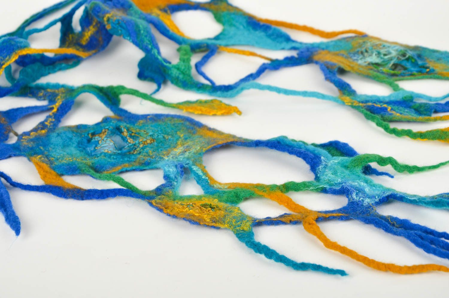 Женский шарф ручной работы ажурный шарф синий красивый шерстяной шарф нарядный фото 5