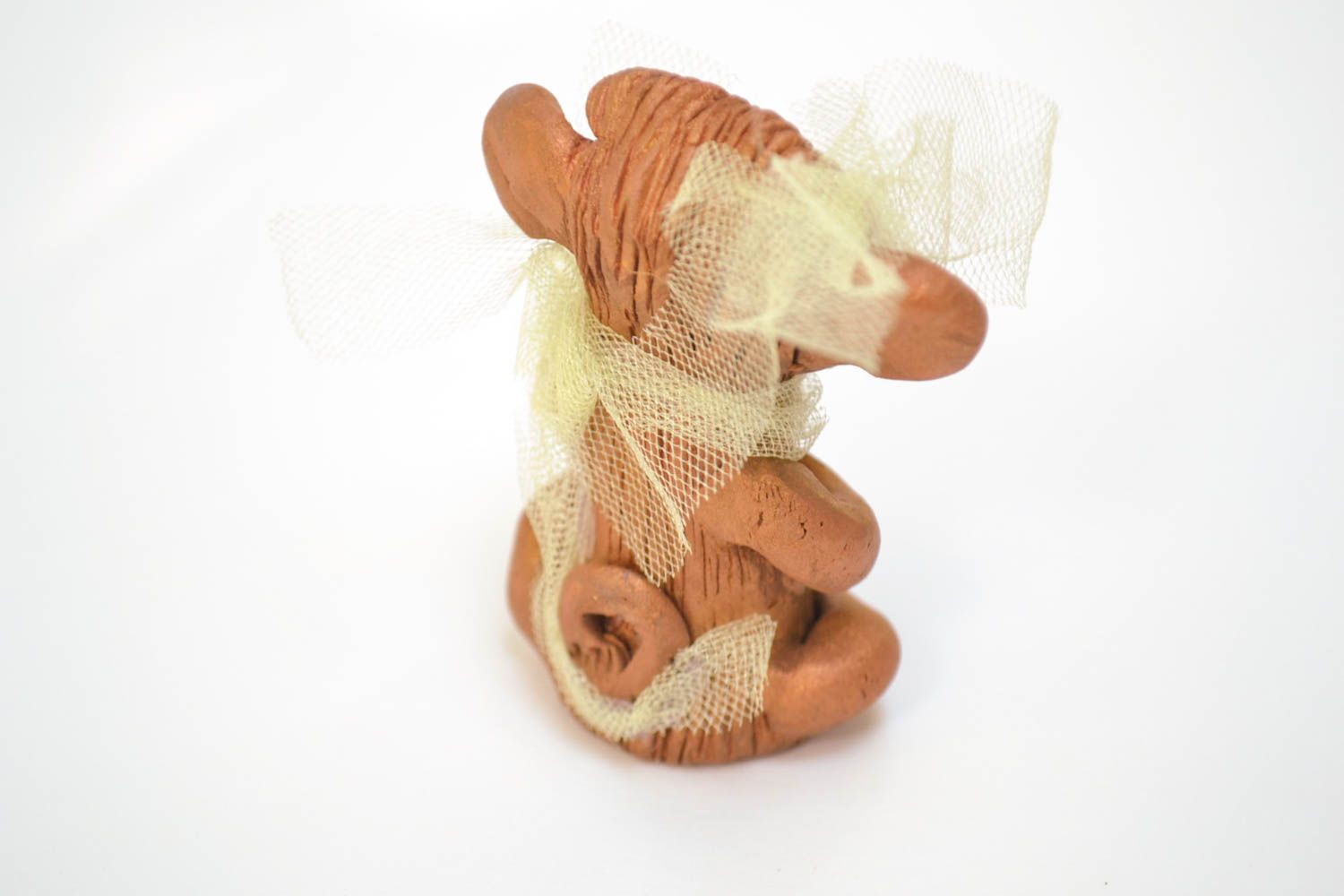 Статуэтка для дома ручной работы подарок и сувенир фигурка из глины обезьянка фото 3