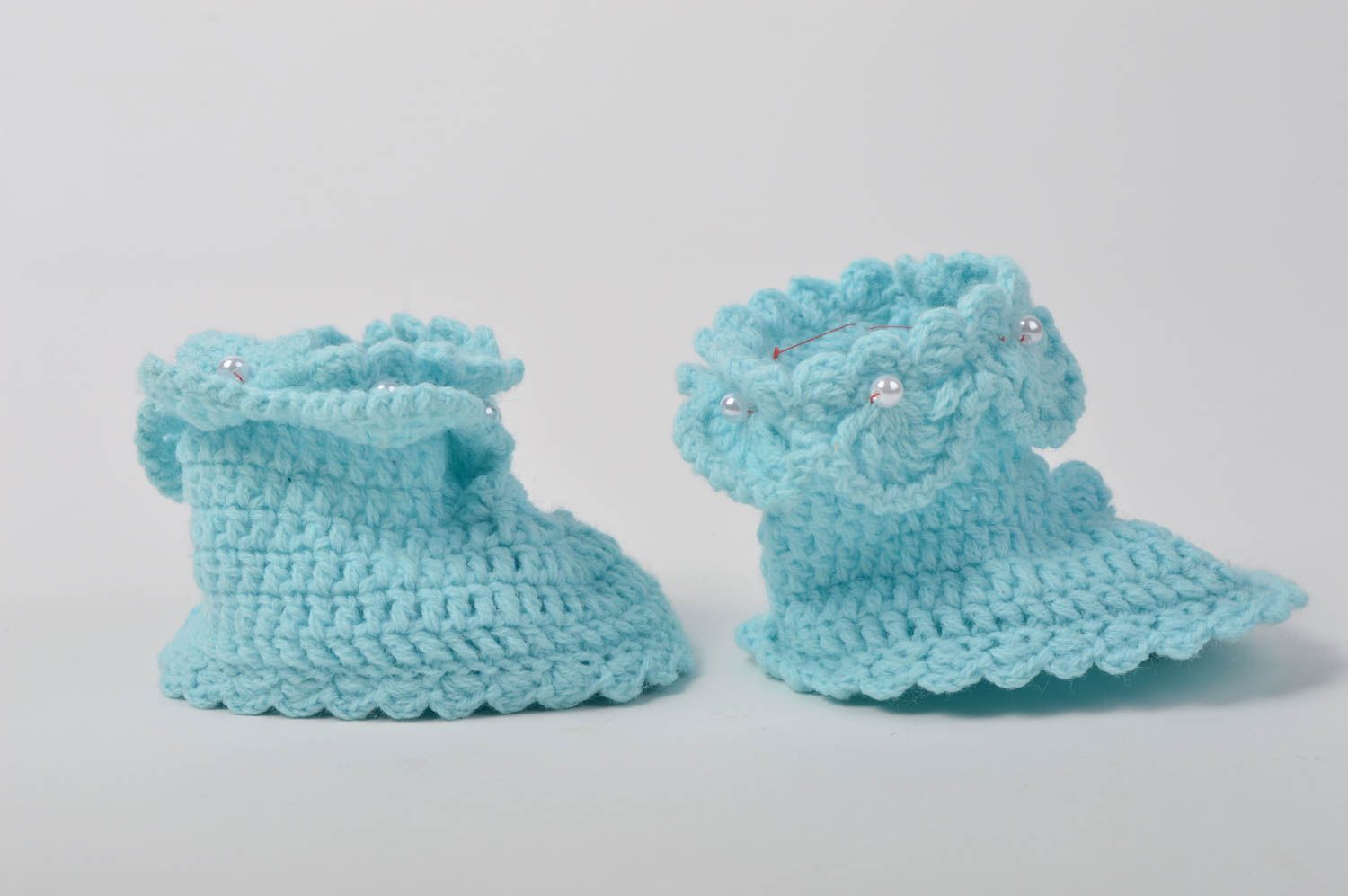 Handmade Baby Häkelschuhe schöne Babyschuhe Geschenkidee für Baby blau foto 2