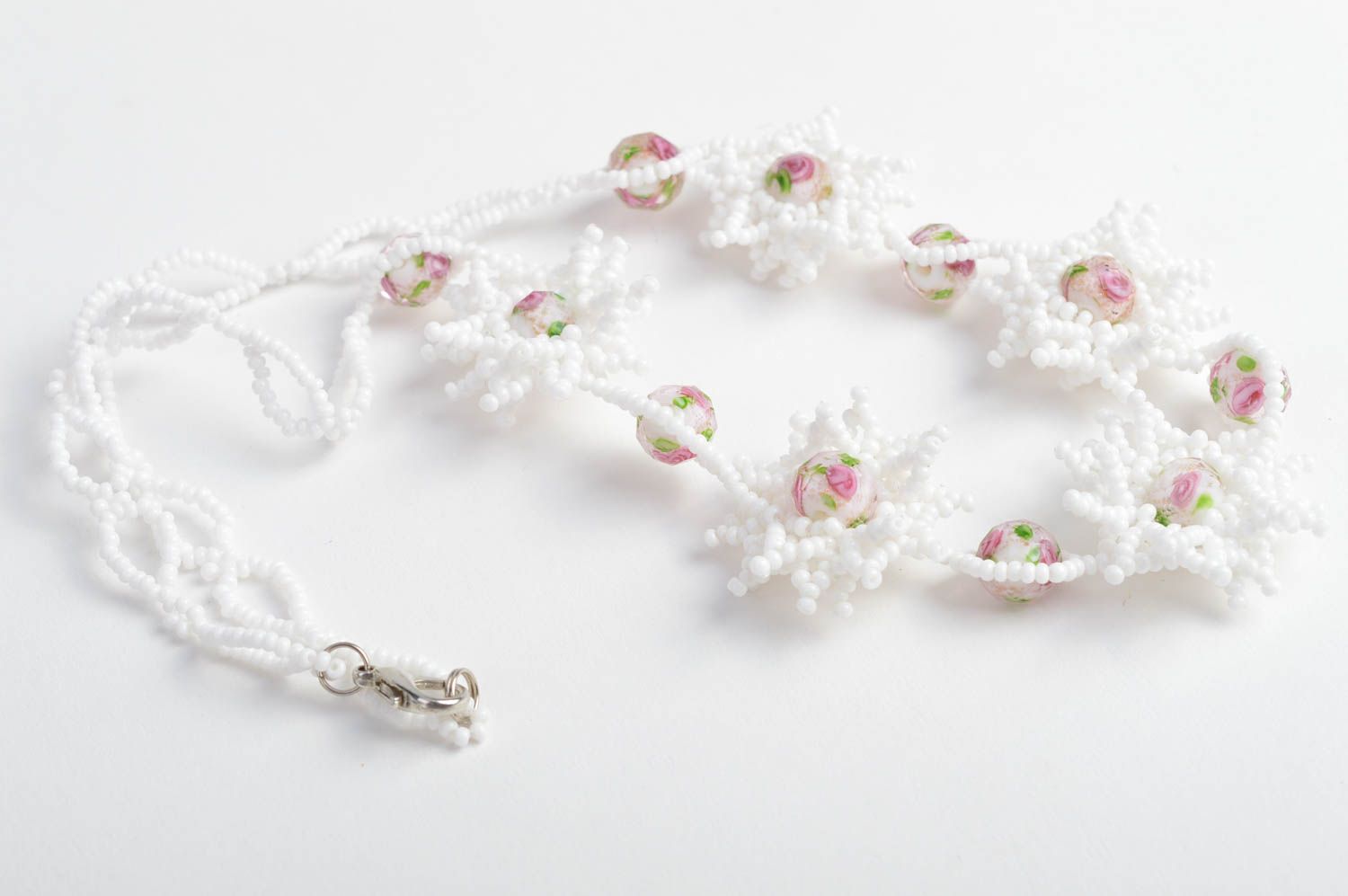 Blumen Collier handmade Damen Halskette Glasperlen Schmuck Geschenk Ideen foto 5