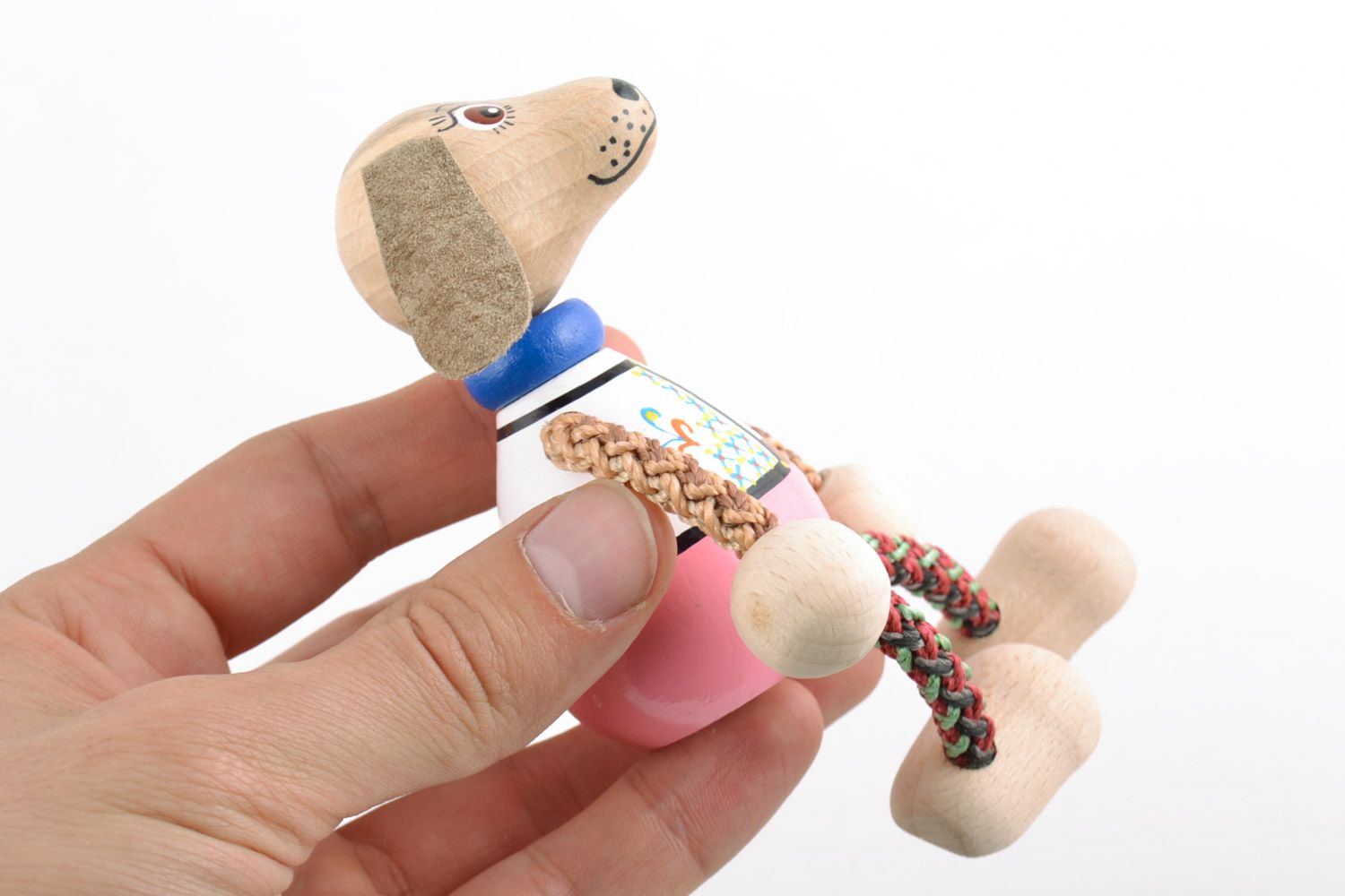 Nice handmade designer small wooden toy dog with painting photo 2
