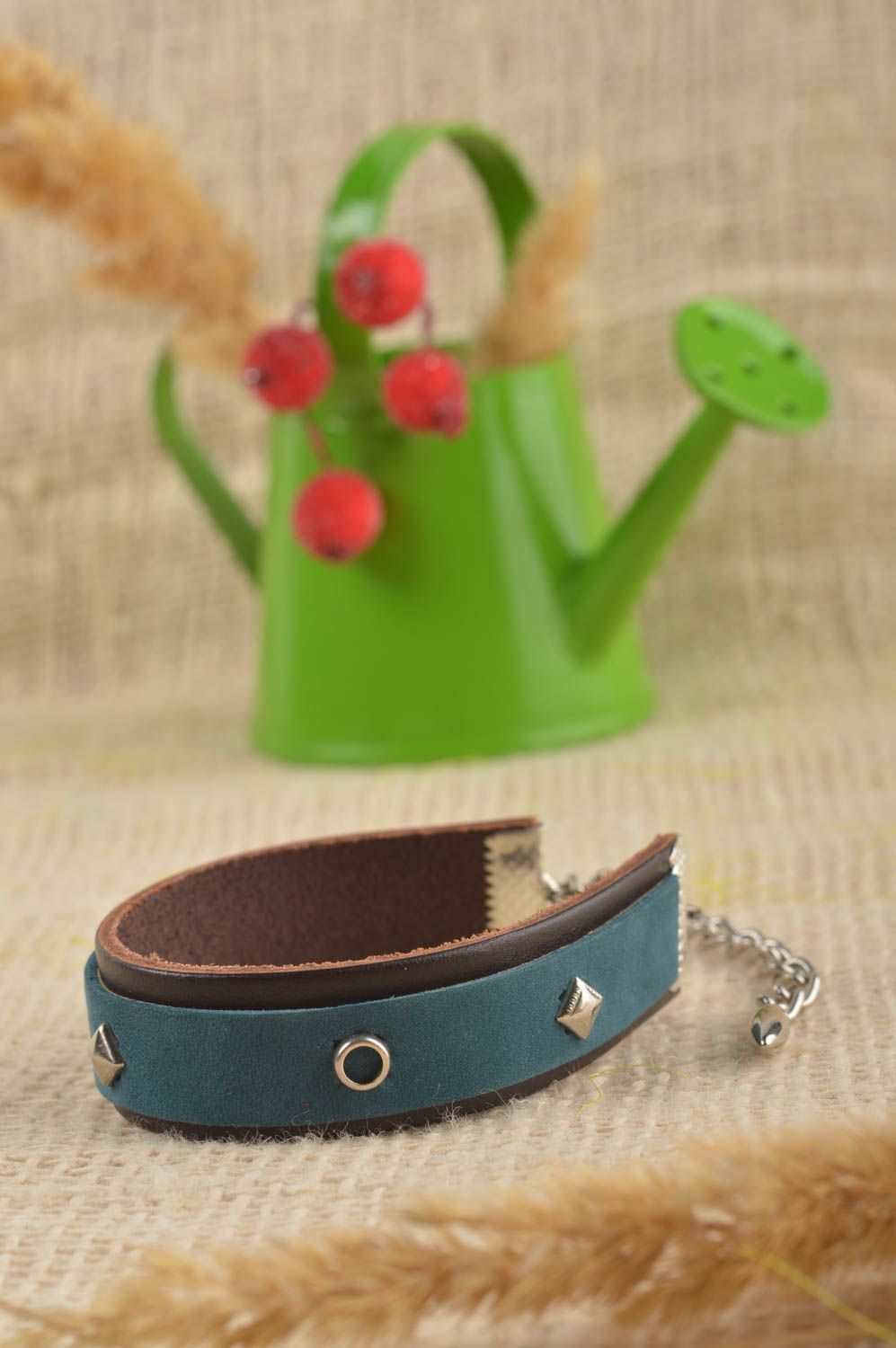 Beautiful handmade leather bracelet leather goods designer accessories photo 1