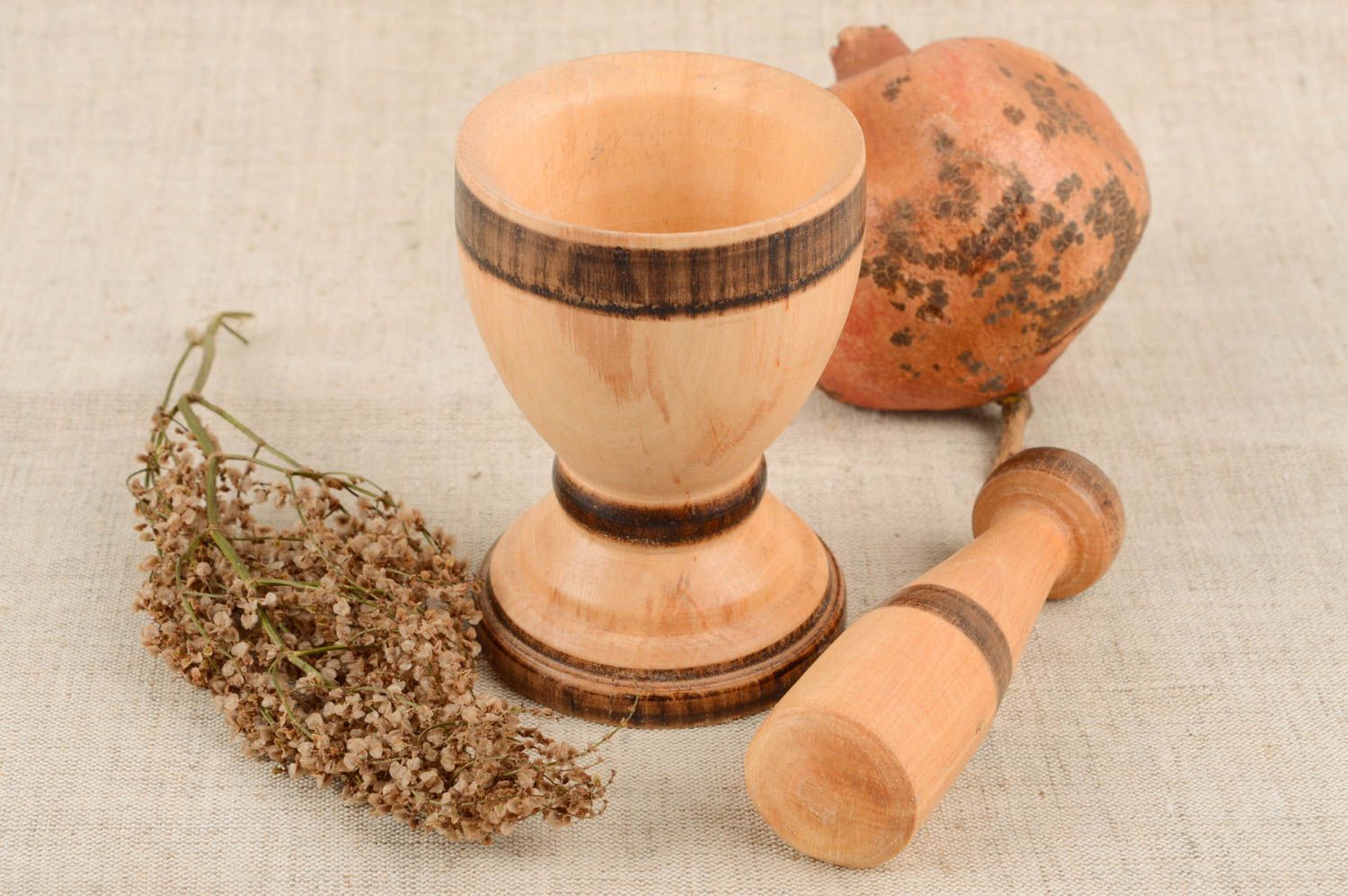 Handmade kitchen accessories wooden mortar and pestle wood kitchenware photo 1
