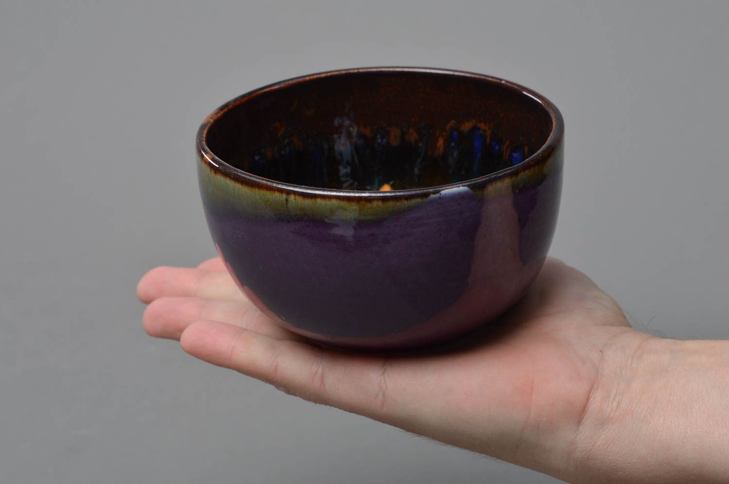 Beautiful homemade designer porcelain bowl with glaze painting photo 4