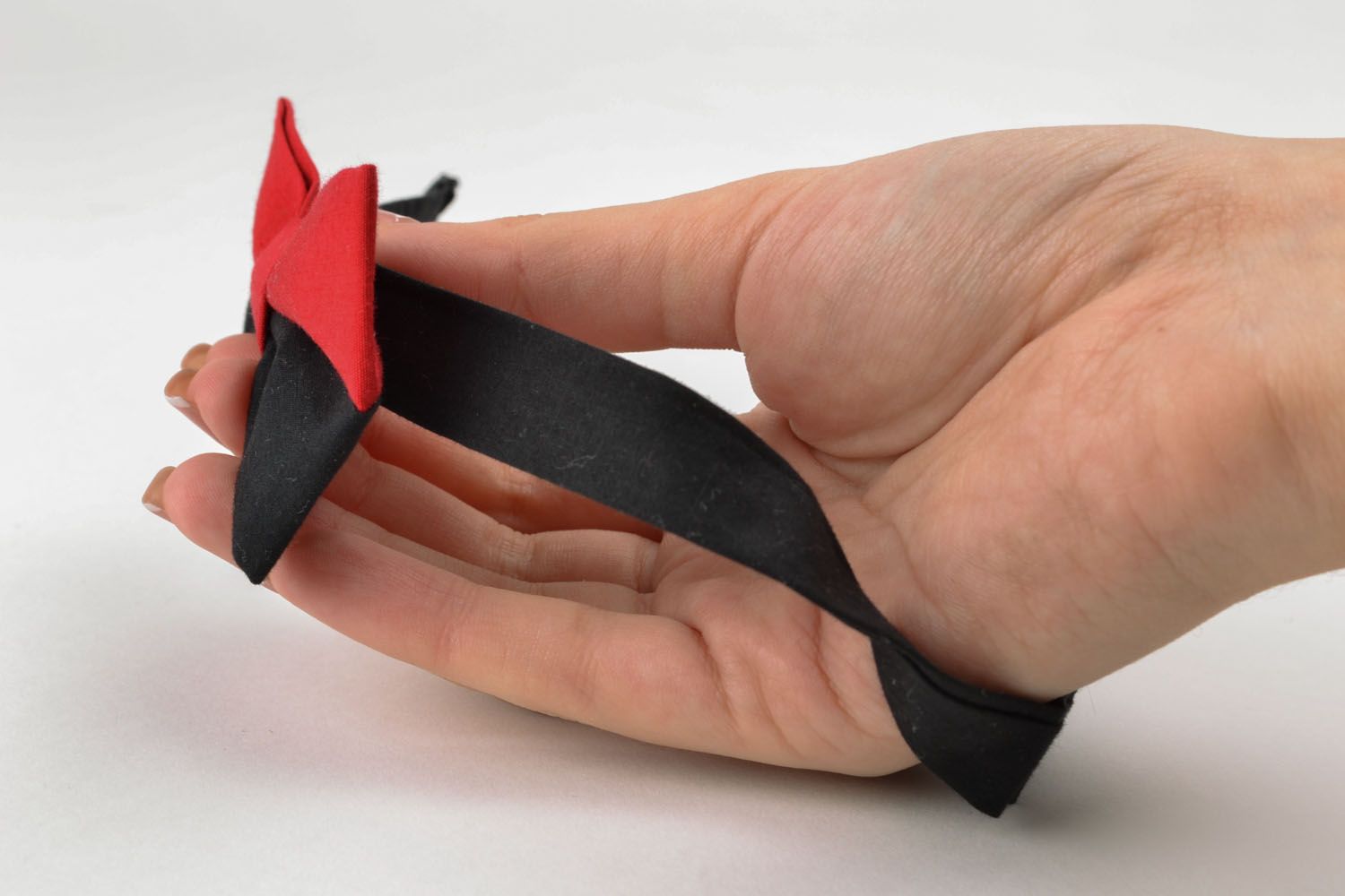 Noeud papillon rouge-noir en coton pour enfant  photo 1