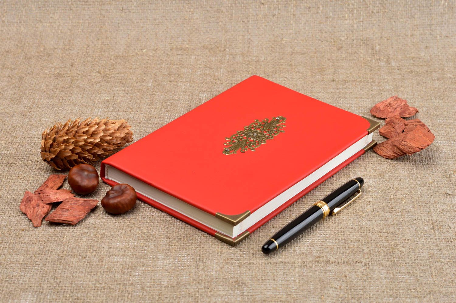 Bloc de notas hecho a mano rojo con adorno regalo original libreta personalizada foto 1