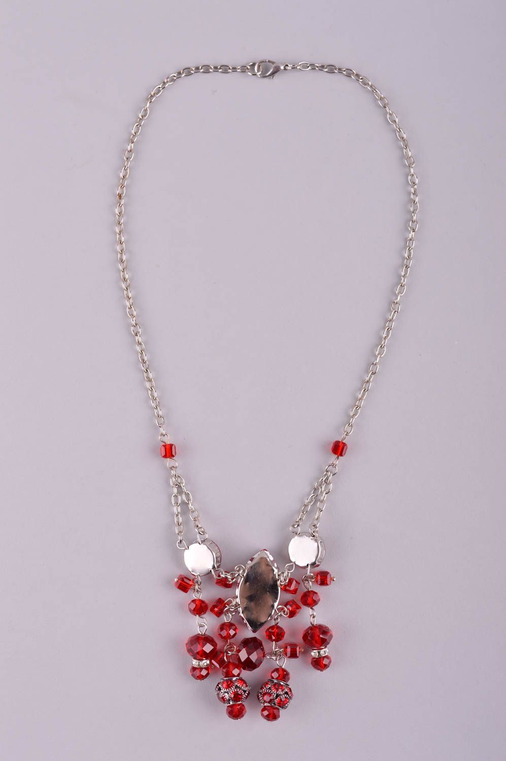 Handmade designer necklace unusual red necklace evening elegant jewelry photo 5