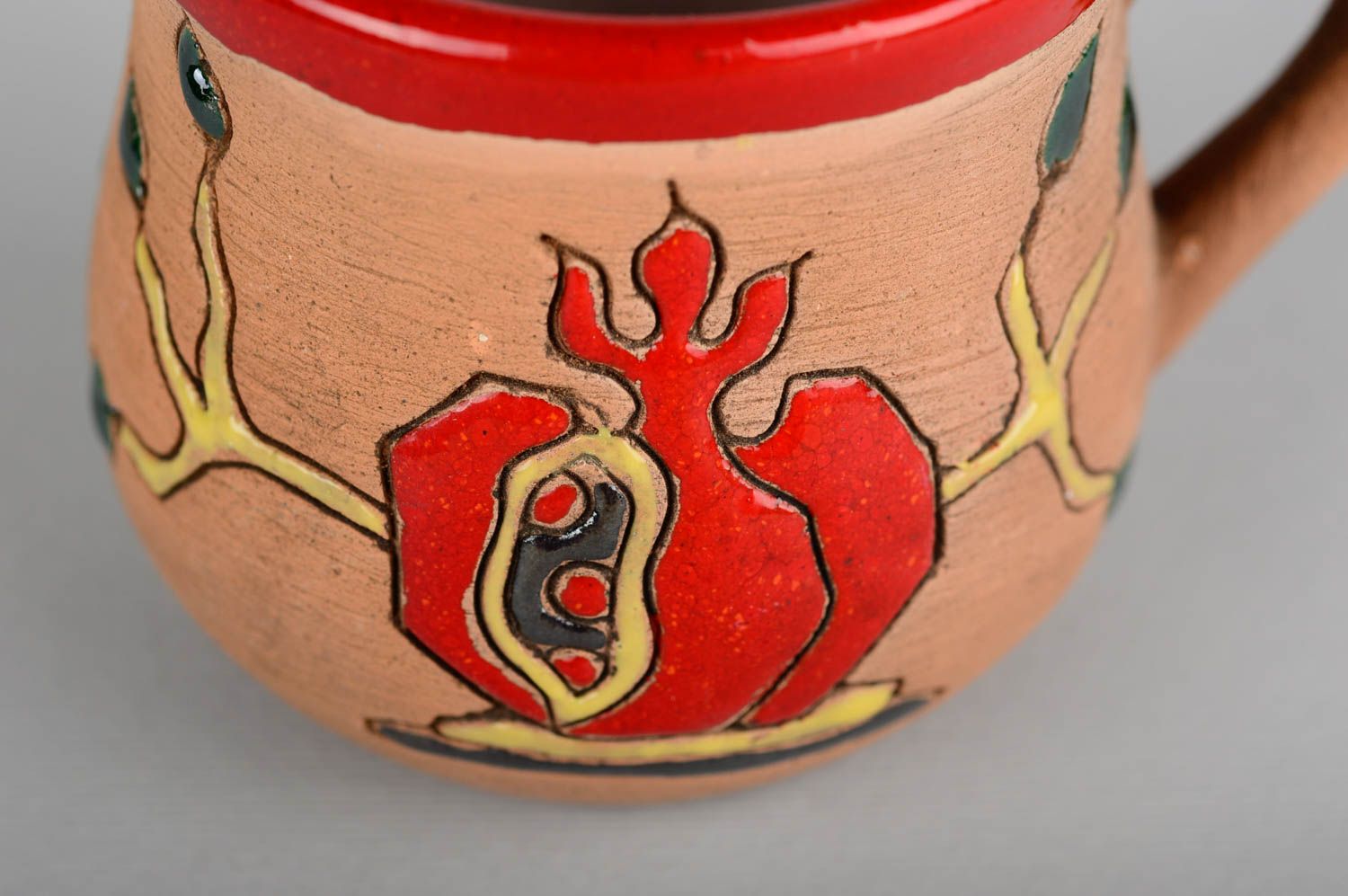 Кофейная чашка ручной работы кофейная посуда глиняная чашка с росписью красивая фото 4