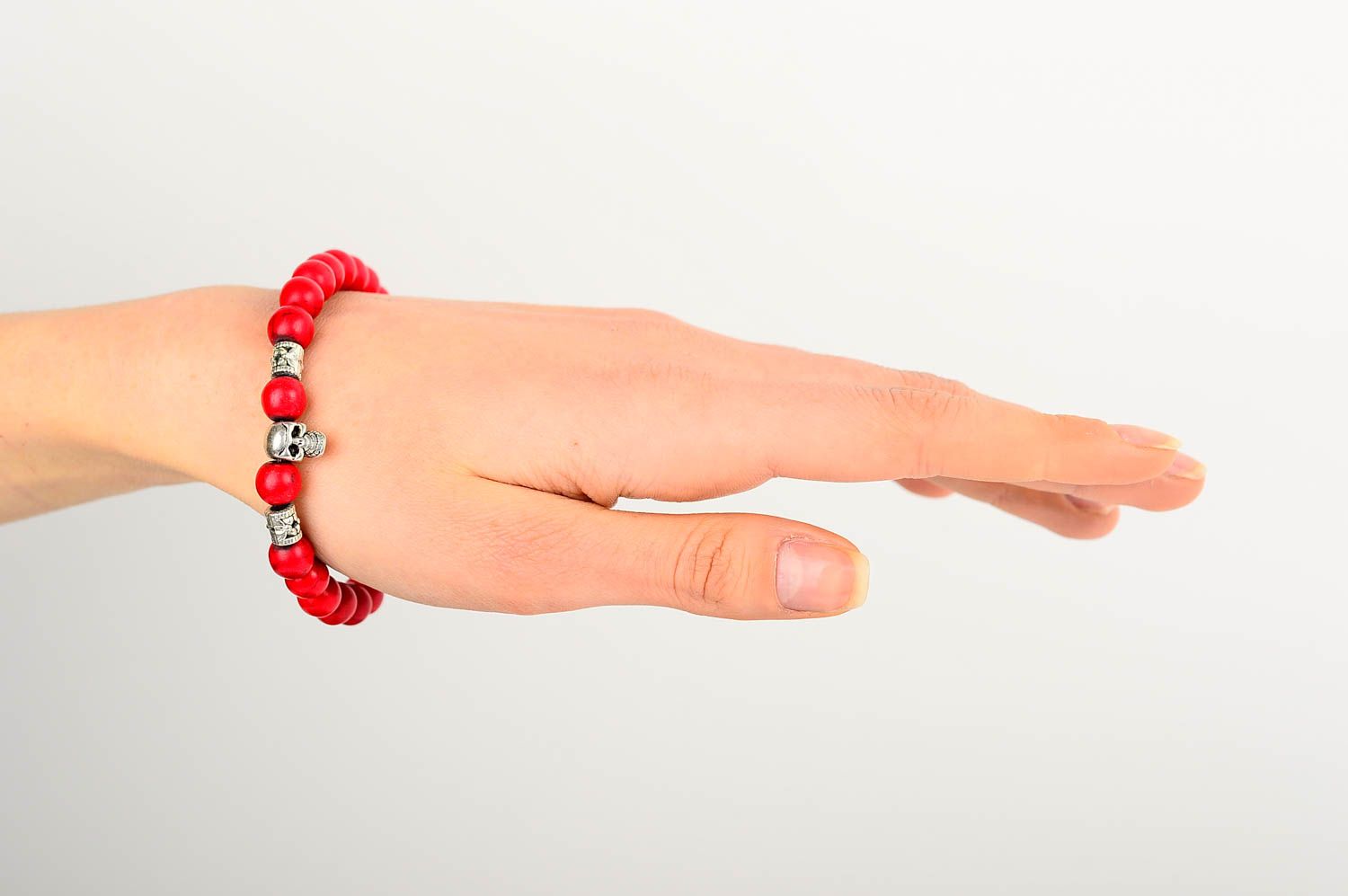 Bracelet pierres naturelles Bijou fait main rouge Accessoire pour femme original photo 2