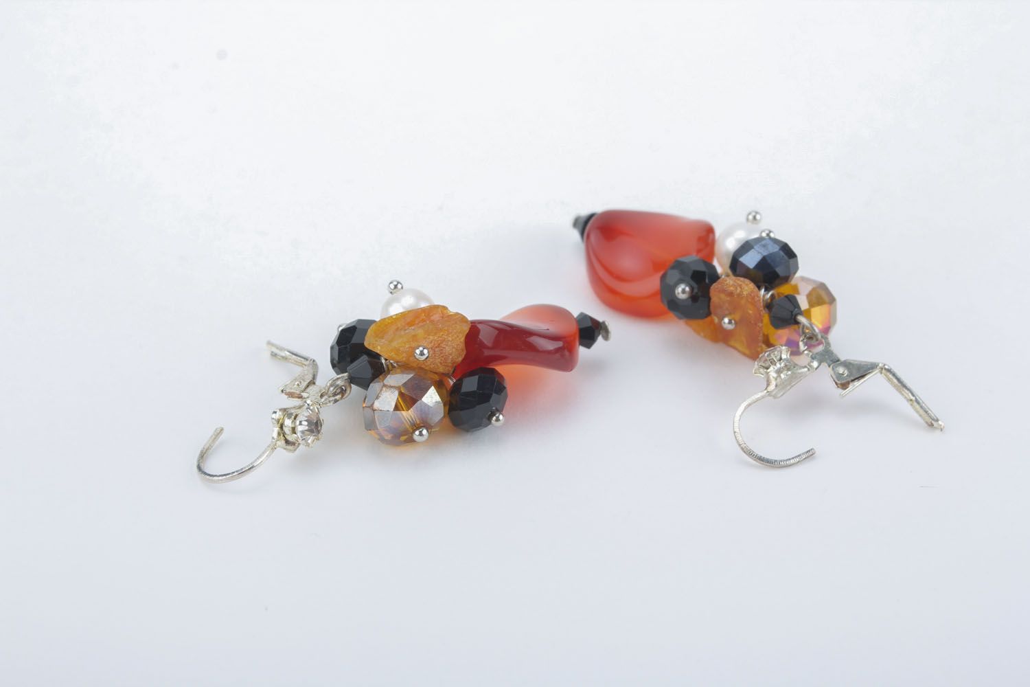 Orange Ohrringe mit echten Steinen foto 3