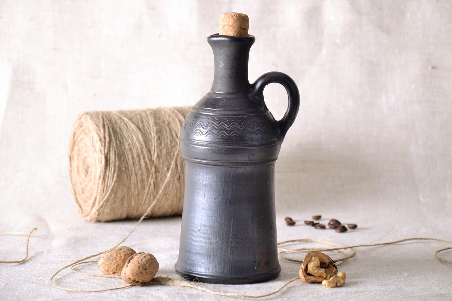Garrafa de cerâmica para azeite e vinagre feita de barro foto 1