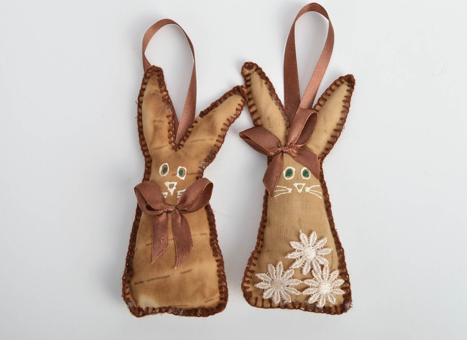Handmade designer set of aromatized pendants for interior rabbits 2 pieces photo 2