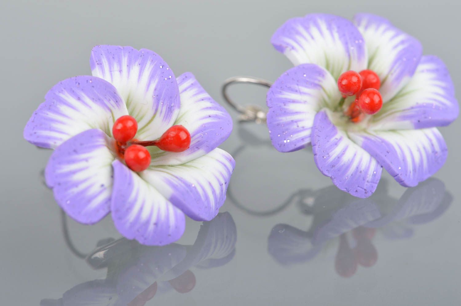 Polymer clay flower earrings handmade designer summer accessory photo 2