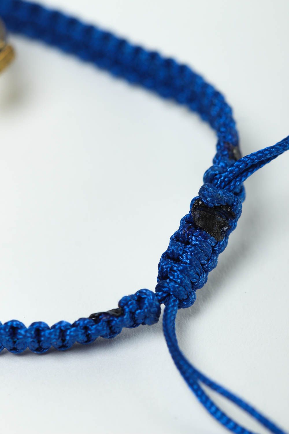 Браслет из ниток украшение ручной работы модная бижутерия синий браслет фото 4