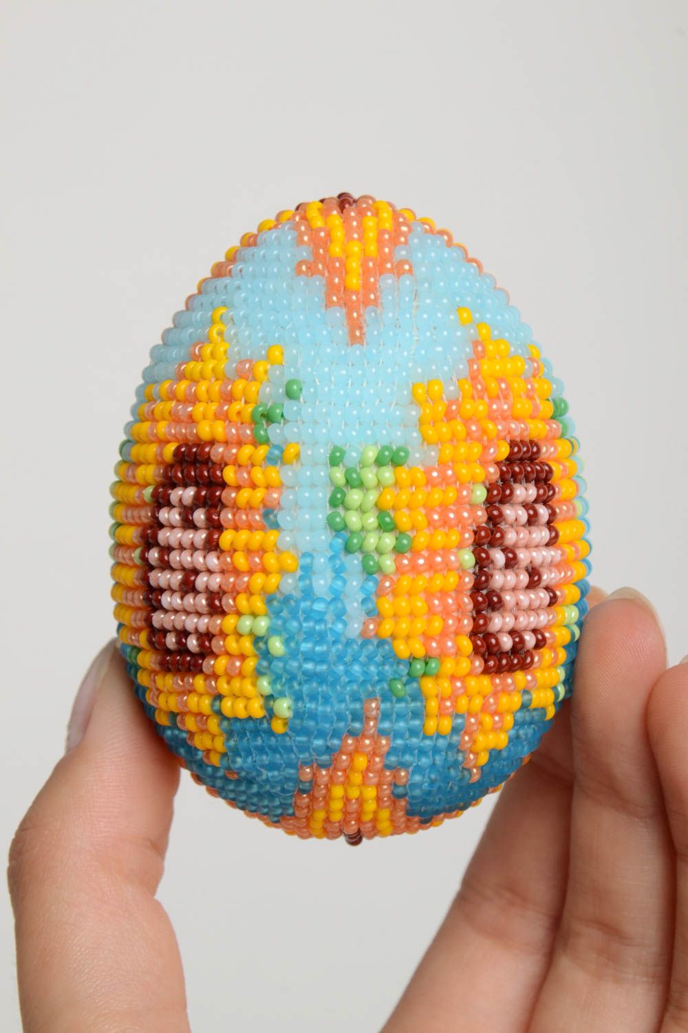 Статуэтка ручной работы яйцо из бисера деревянный сувенир подарок подсолнухи фото 5