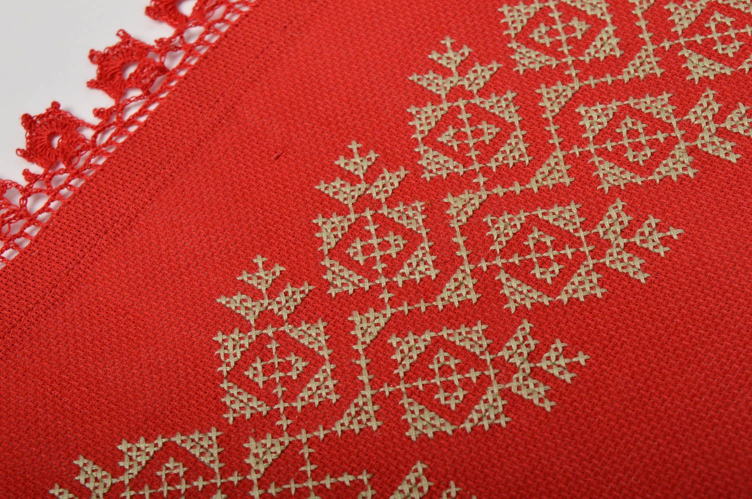 Handmade home decor table napkin crocheted cloth cross stitch embroidery    photo 2