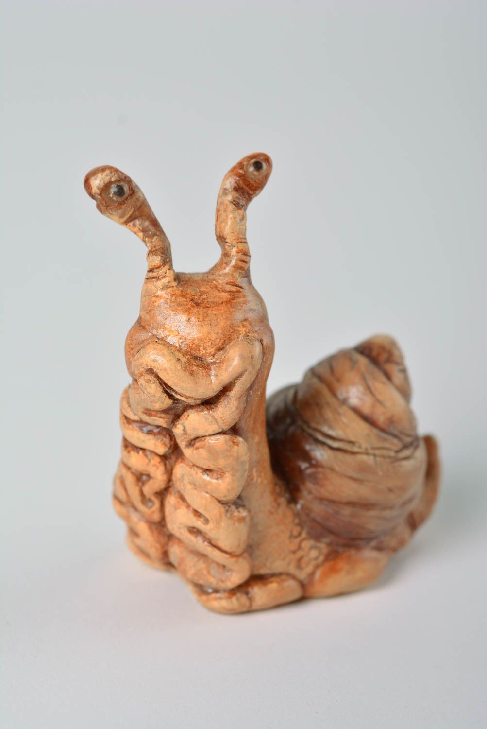 Figurine en pâte polymère escargot marron faite main peinte à l'acrylique photo 5