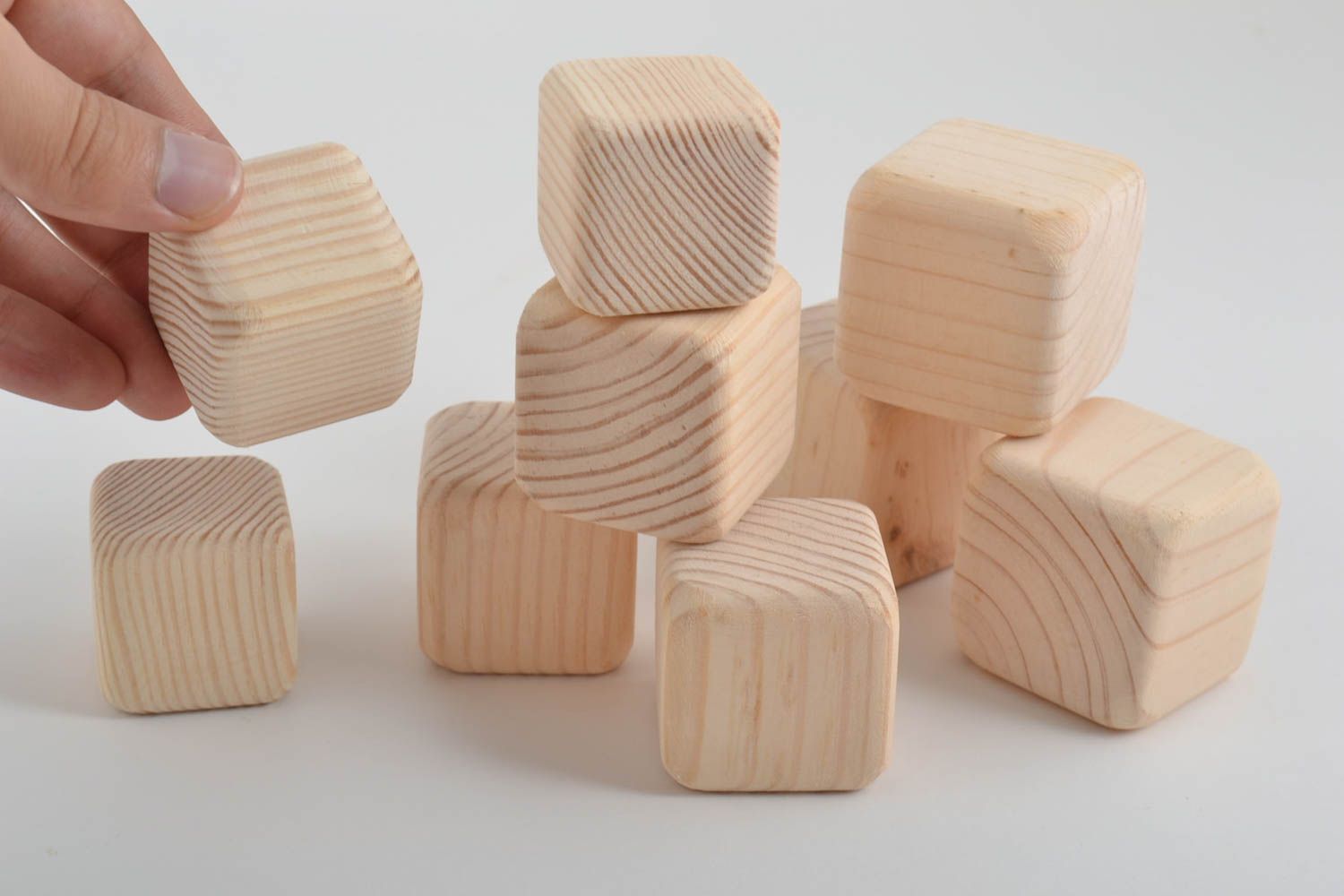 Заготовки под роспись кубики для детей ручной работы из дерева набор 9 штук фото 4
