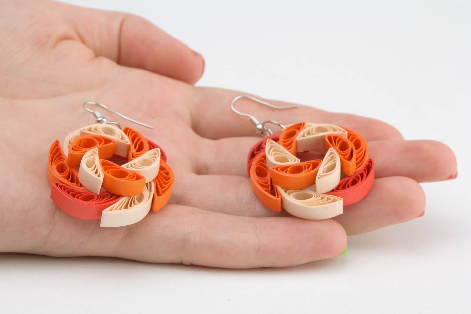 Tricolor paper earrings photo 5