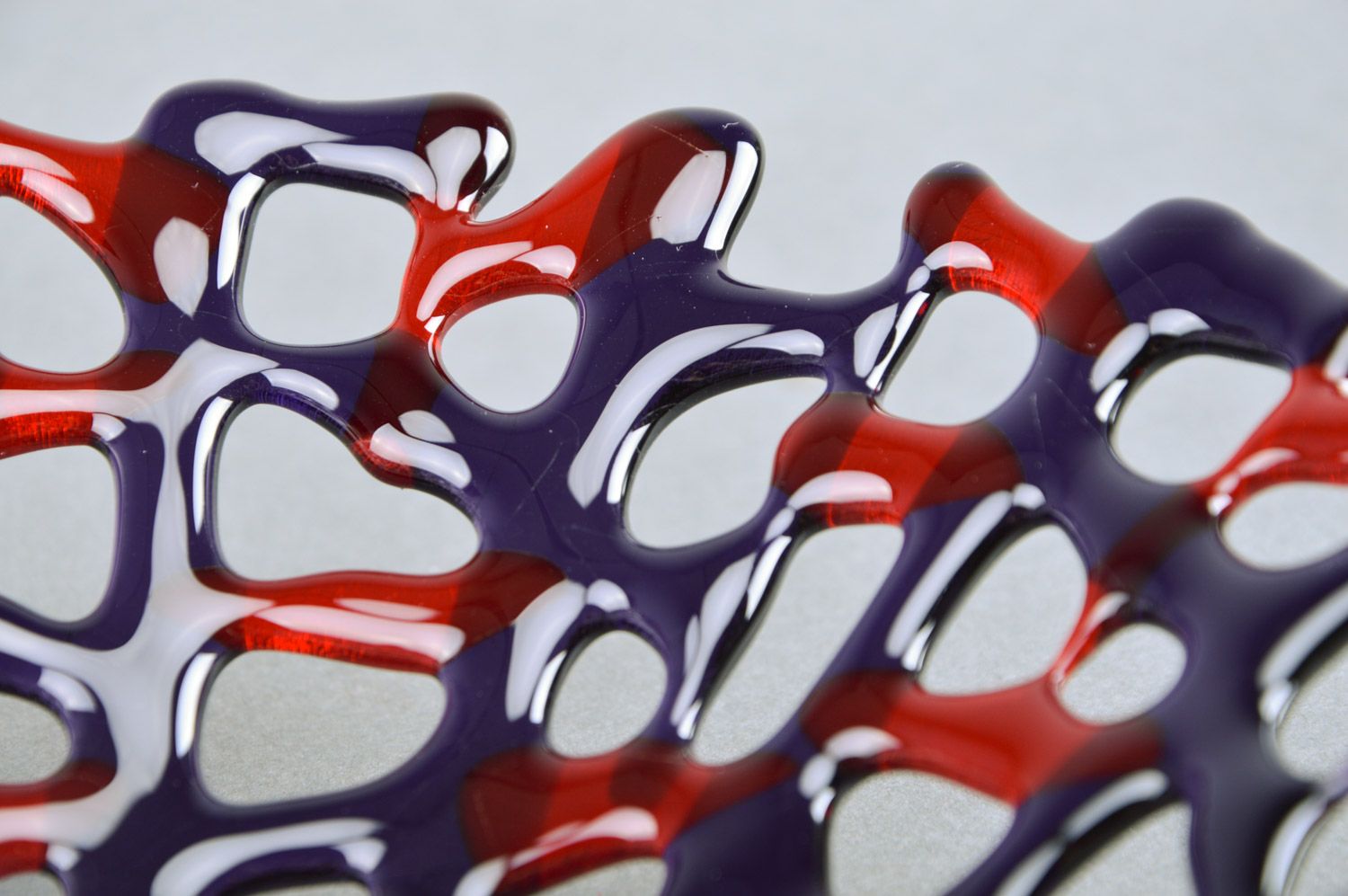 Rot blauer künstlerischer Teller aus Glas in Fusing Technik für Obst Handarbeit  foto 4