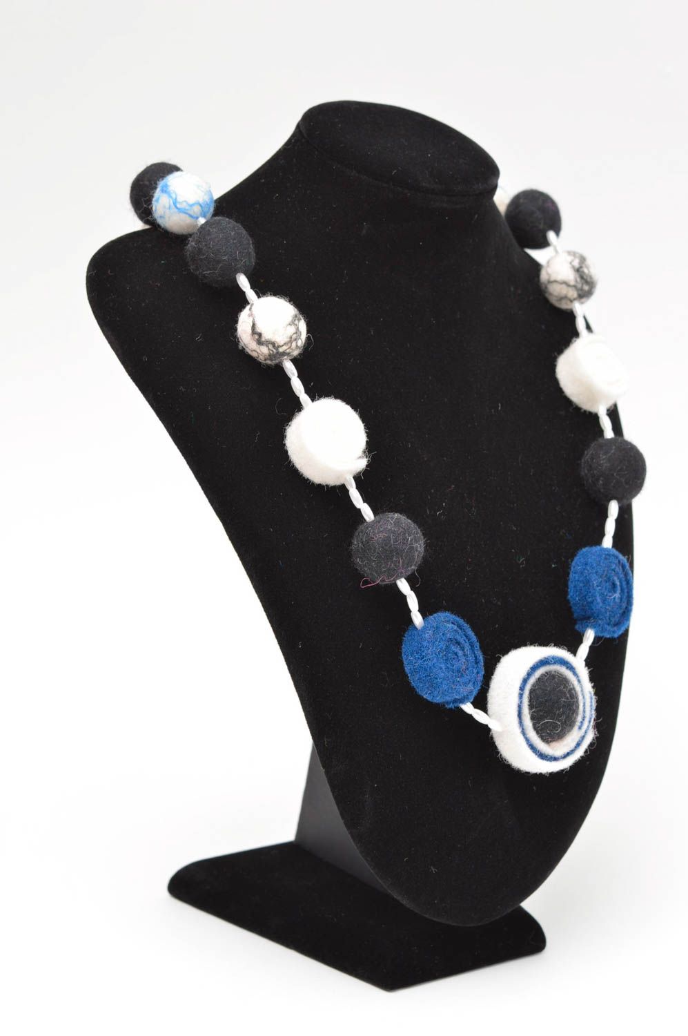 Handmade Ketten aus Wolle Damen Collier Halsketten Damen bunt Halsketten Frauen foto 2