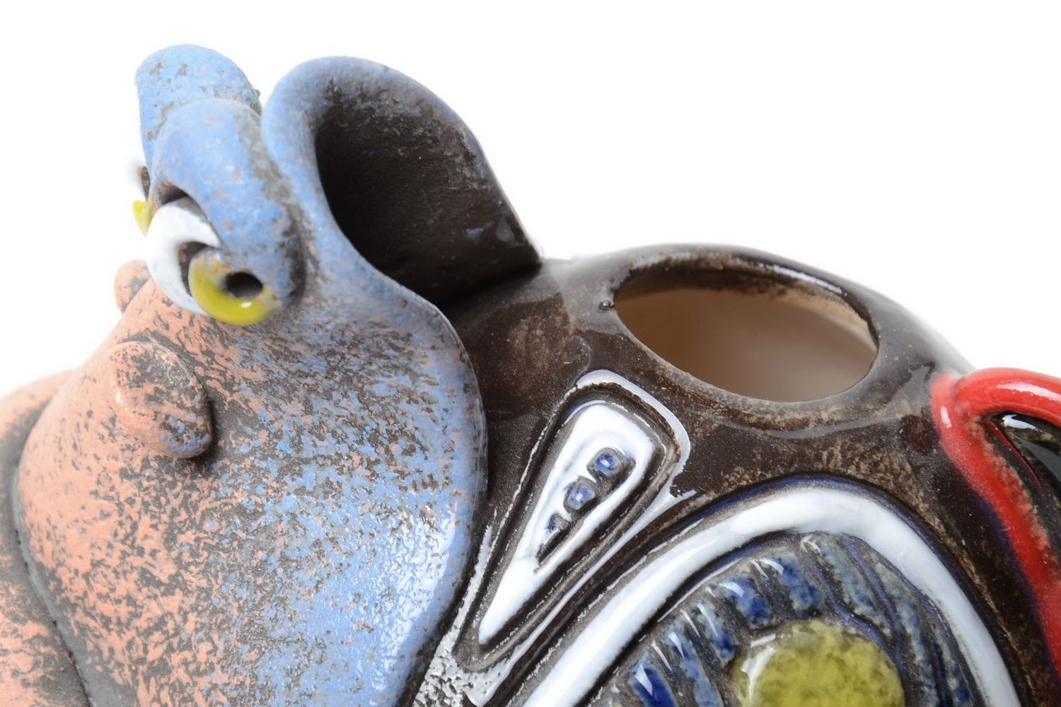 Jarrón decorativo de cerámica con forma de pececito hecho a mano pintado 1.5 l foto 4