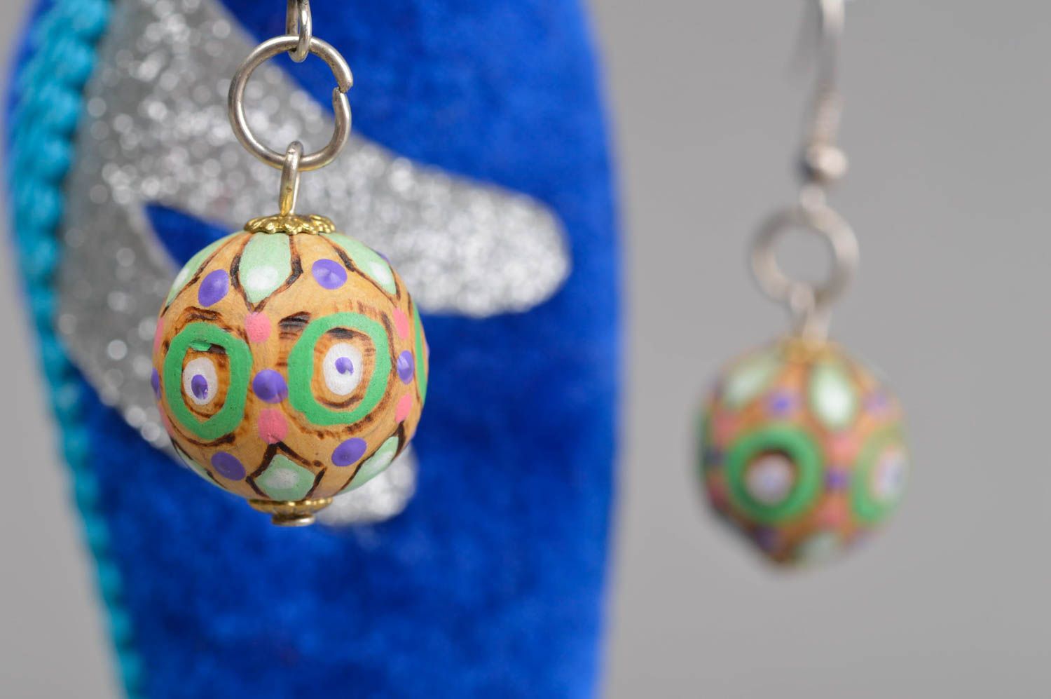Handmade wooden earrings ball earrings beautiful jewellery gifts for her photo 1