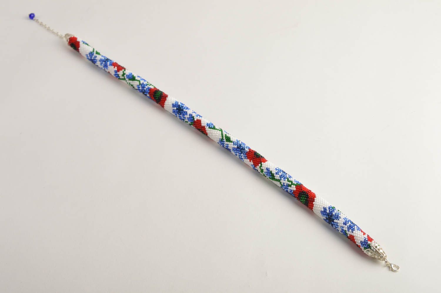 Collier floral Bijou fait main tissé en perles de rocaille Cadeau femme photo 2