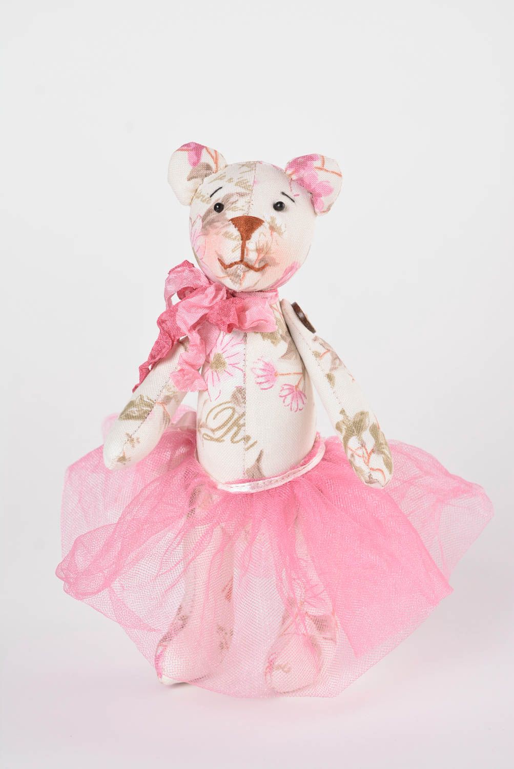 Poupée ours fait main Jouet pour enfant tapisserie rose Cadeau original joli photo 1
