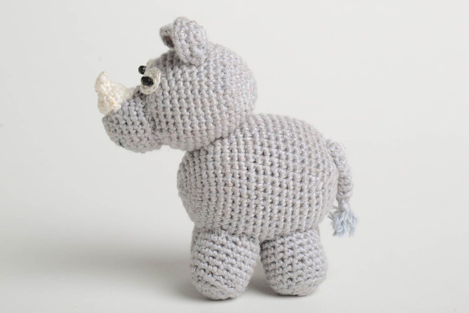 Peluche rhinocéros faite main Jouet tricoté en coton au crochet Cadeau enfant photo 5