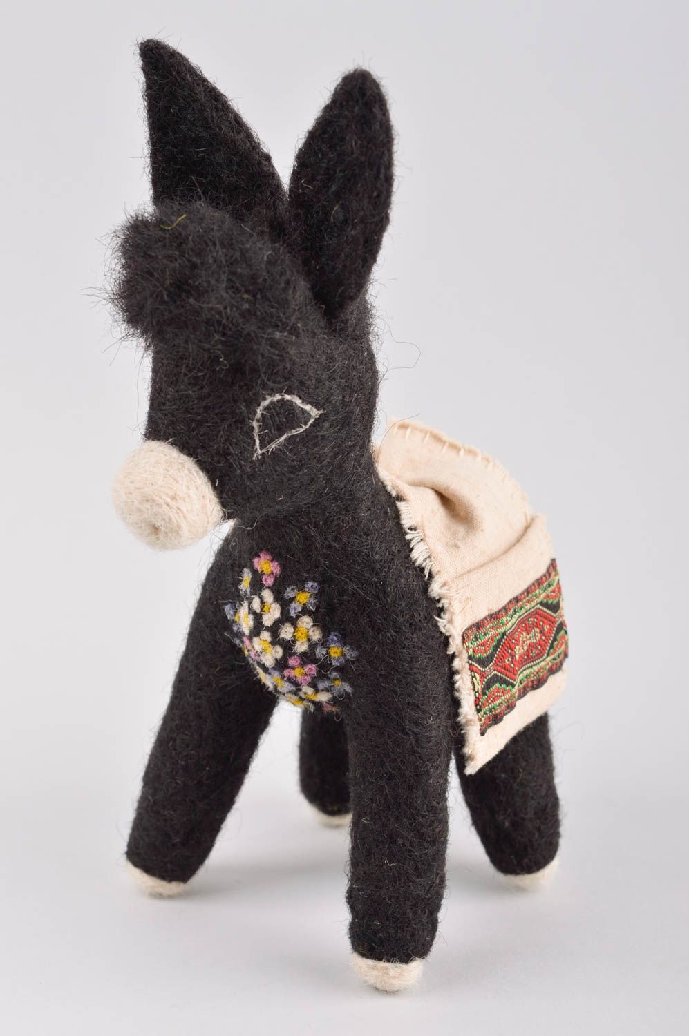 Beautiful handmade soft toy felted wool donkey toy best toys for kids gift ideas photo 2