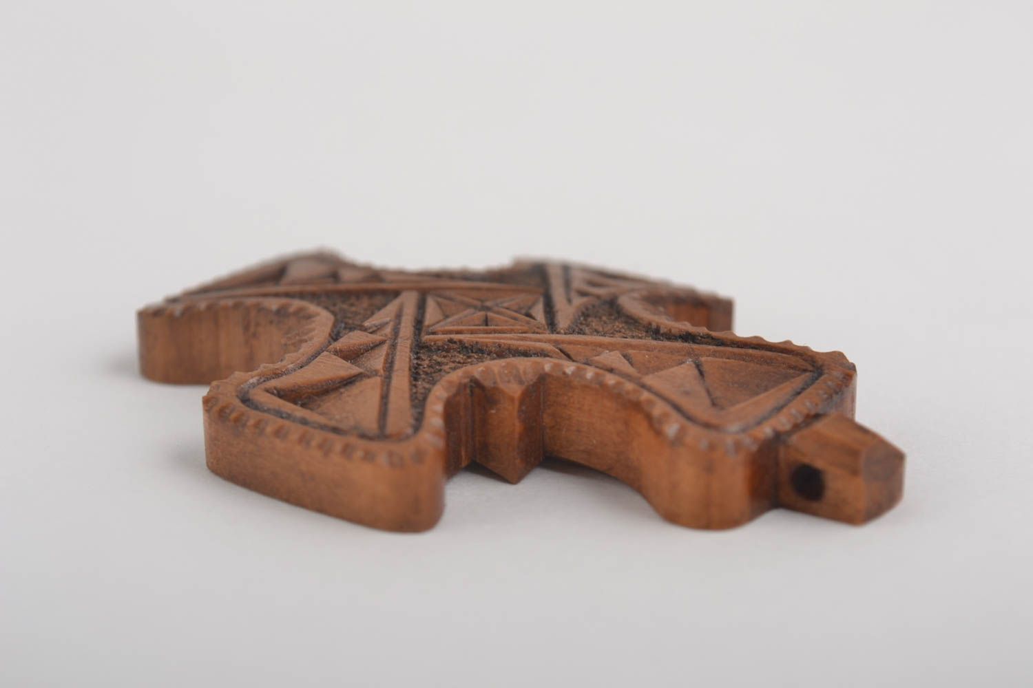 Croce di legno fatta a mano crocetta intagliata originale in legno simpatica
 foto 3