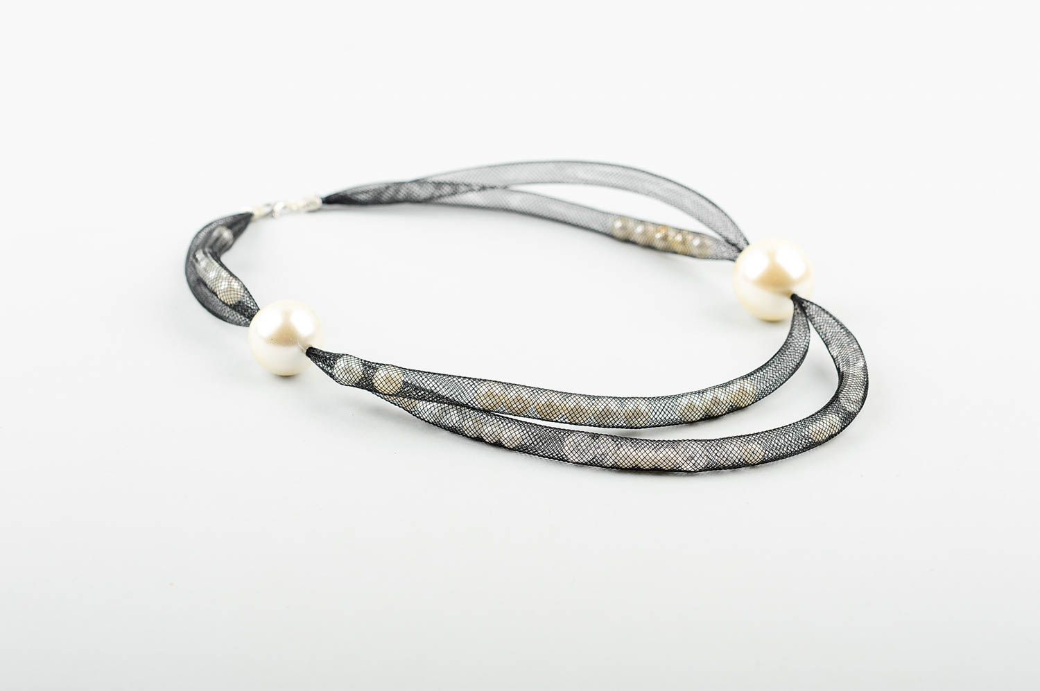 Unusual handmade beaded necklace textile necklace design beautiful jewellery photo 3
