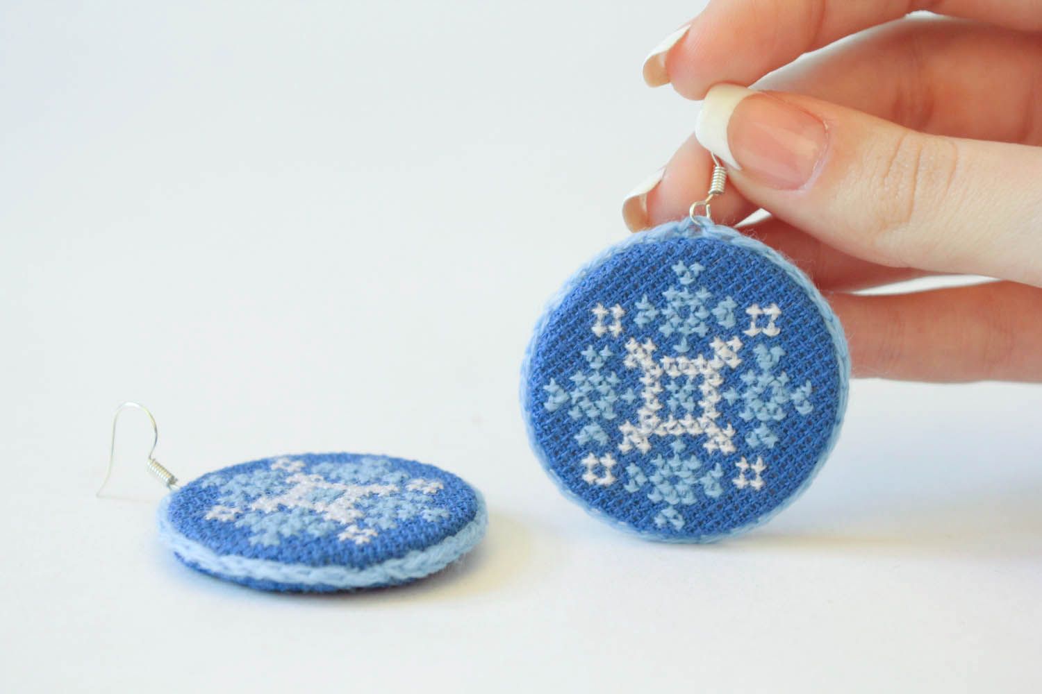 Earrings with handmade embroidery photo 5