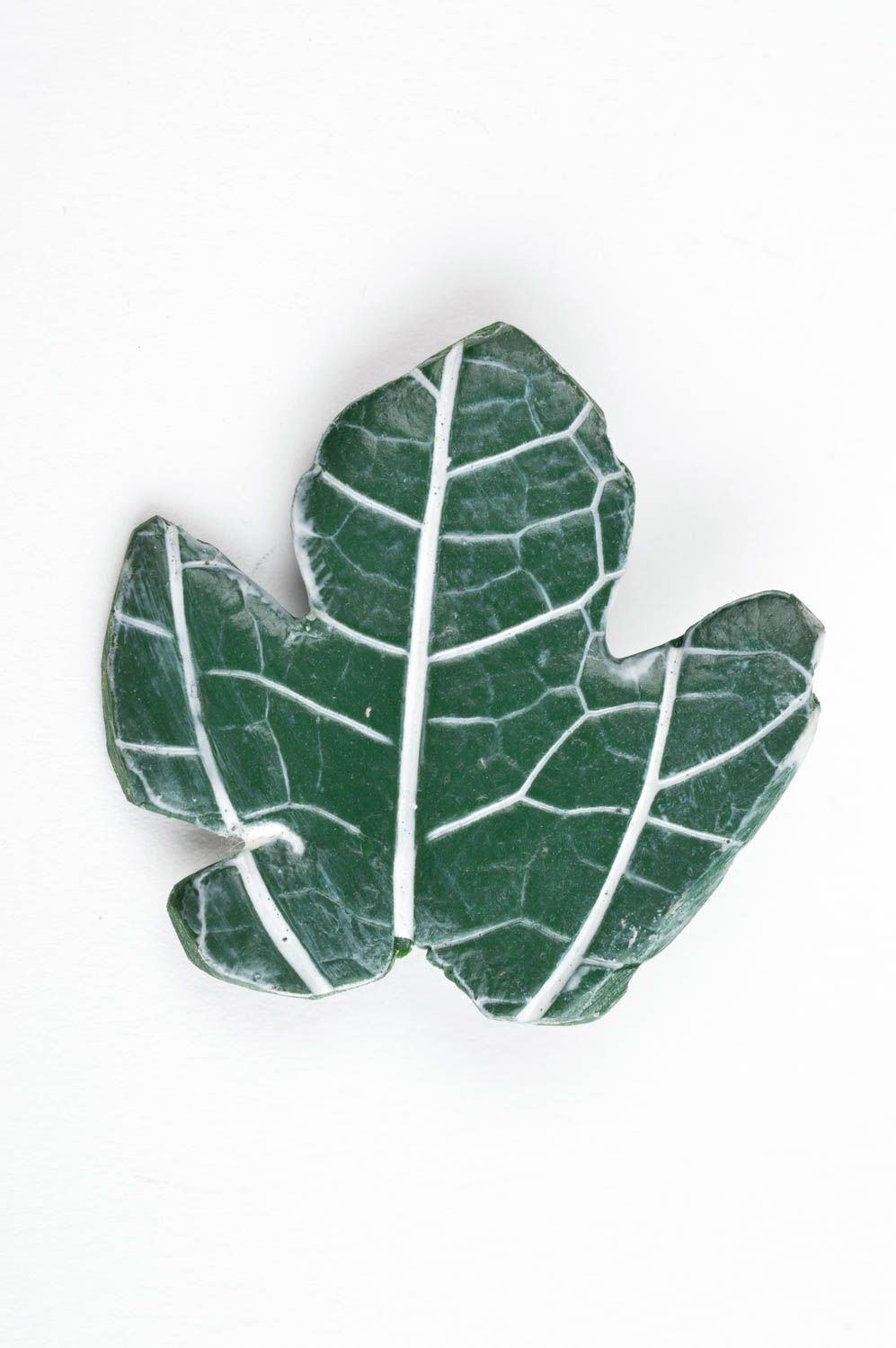 Украшение ручной работы брошь из полимерной глины женская брошь зеленая Лист фото 3