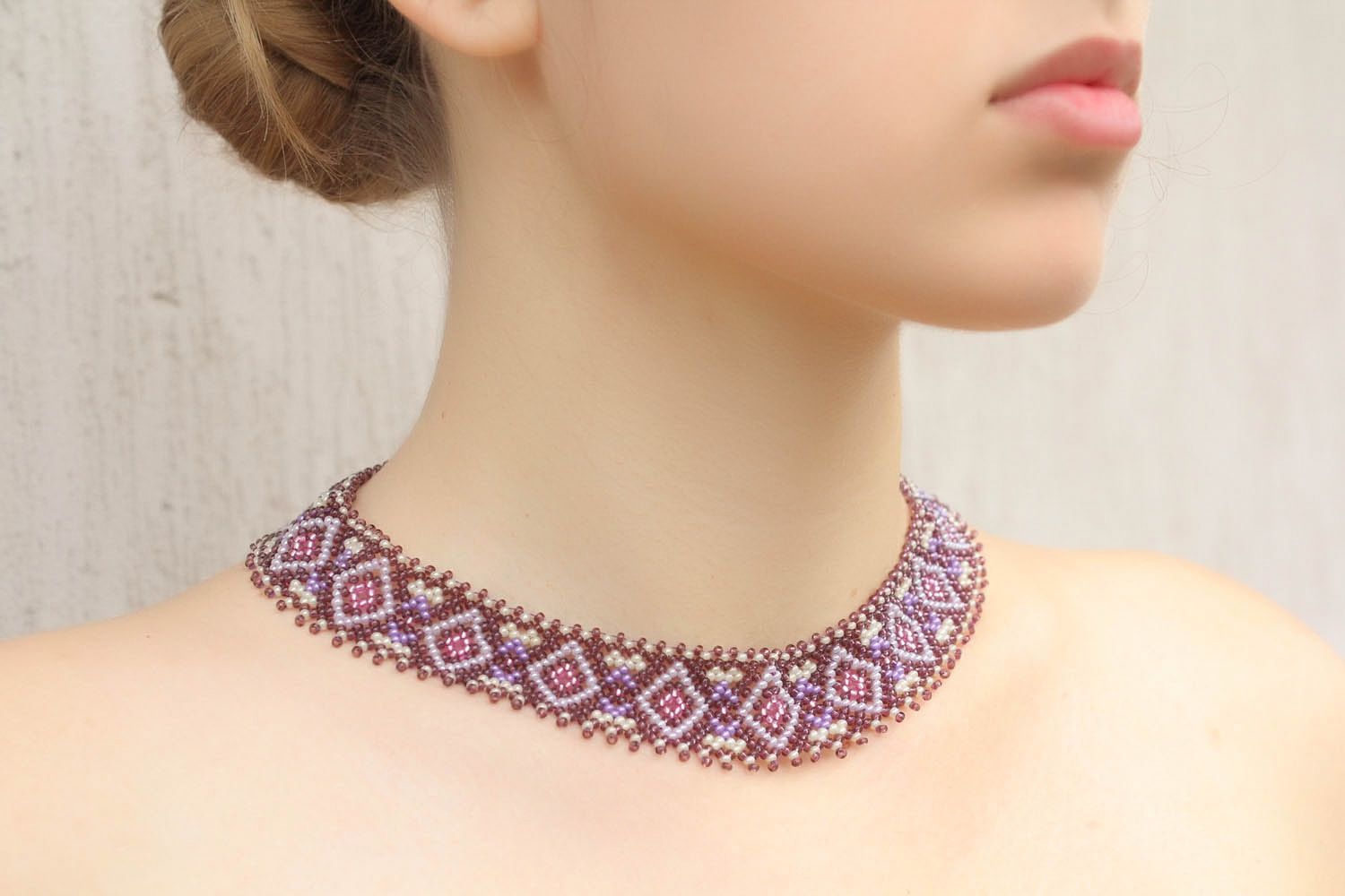 Necklace of Czech beads Lilac Spirit photo 1