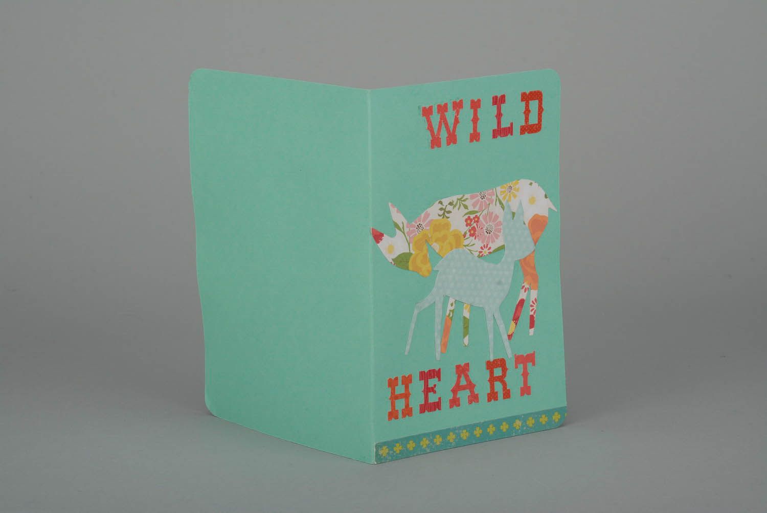 Schöne Postkarte handmade Wild Heart foto 5