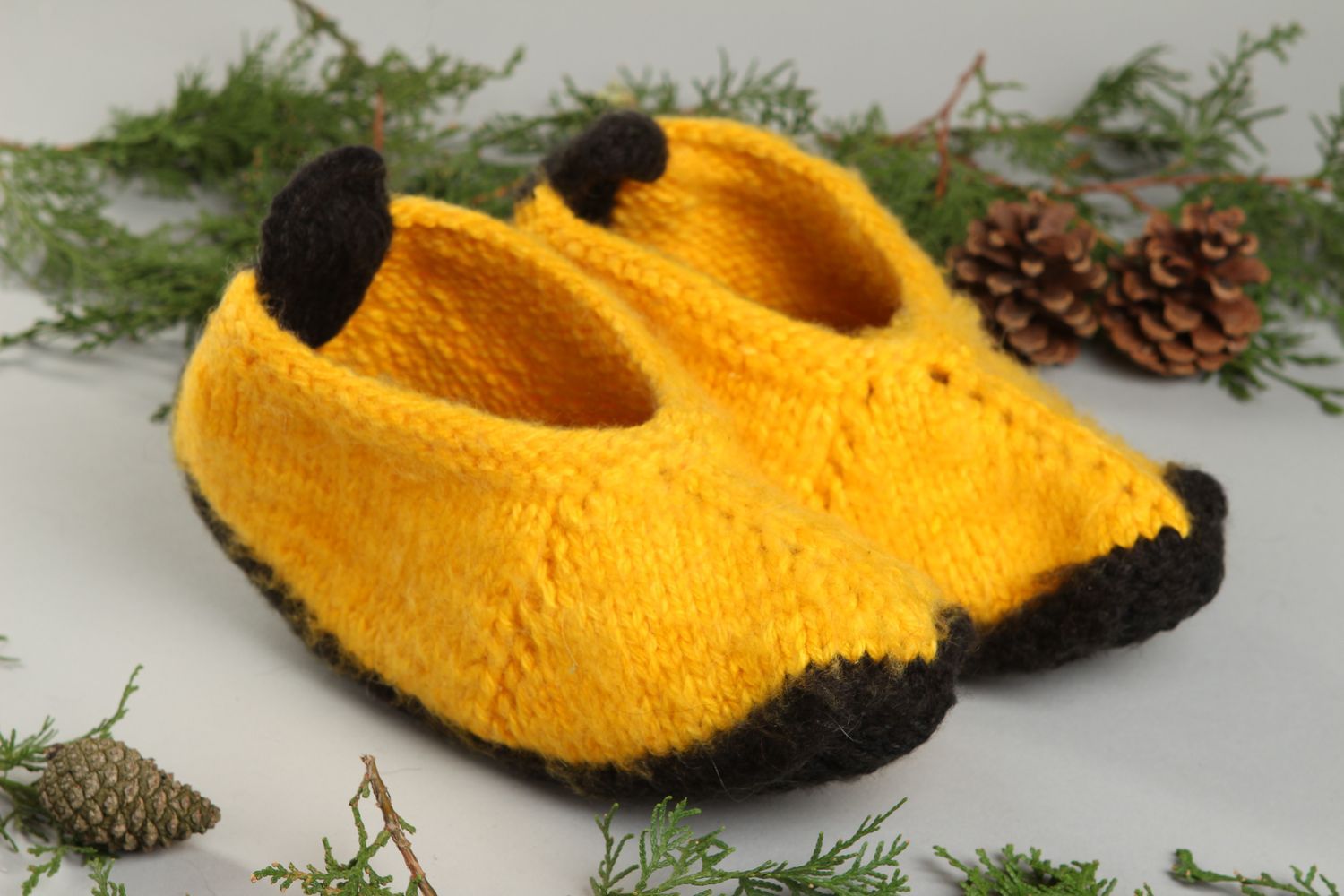 Bright handmade knitted slippers wool slippers fashion accessories small gifts photo 1