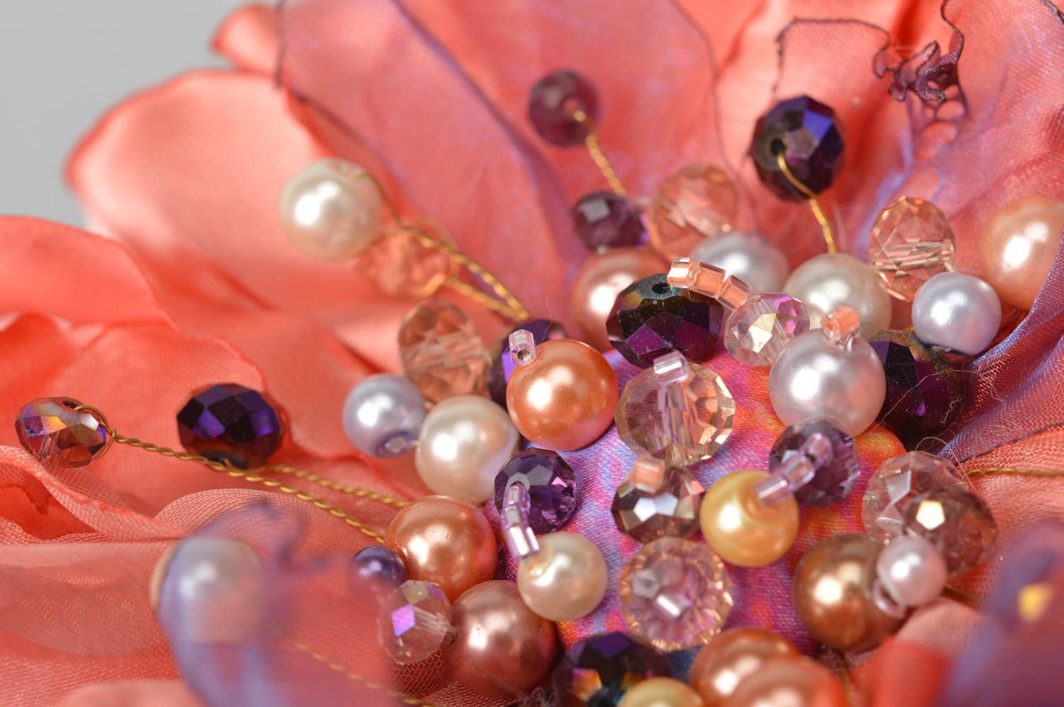 Unusual handmade flower barrette designer hair clip brooch jewelry gift ideas photo 4