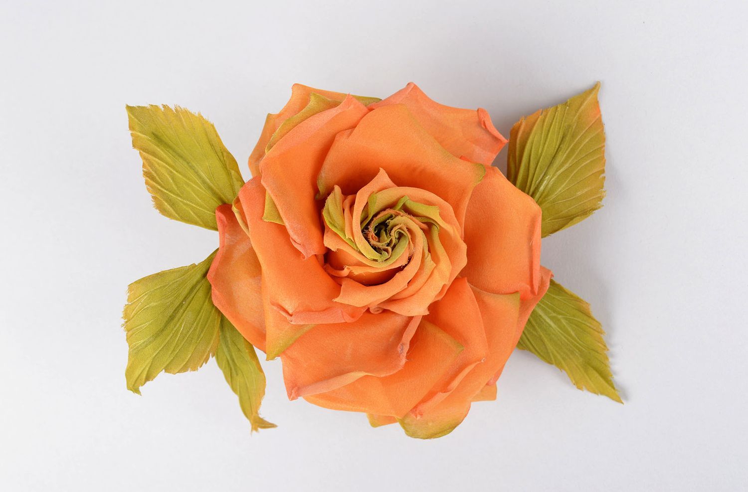 Broche fleur orange fait main Bijou tissu soie Accessoire femme design photo 2