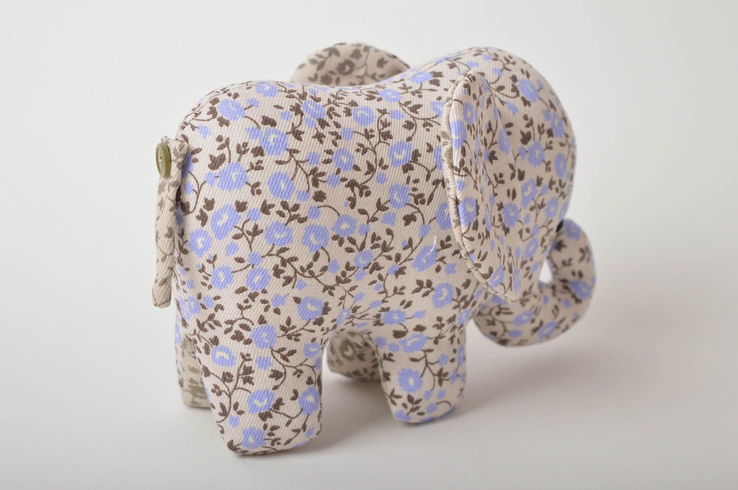 Juguete artesanal de tela elefante de peluche con estampado regalo para niños  foto 4