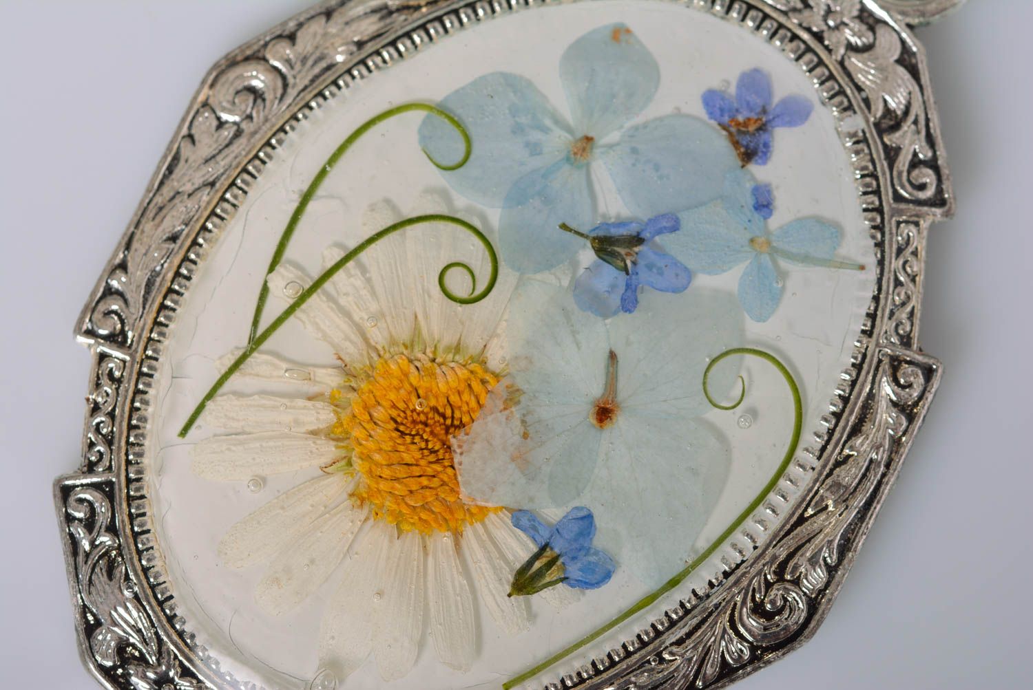 Handmade Kette mit Anhänger Designer Schmuck Blumen Anhänger Vintage Stil foto 3
