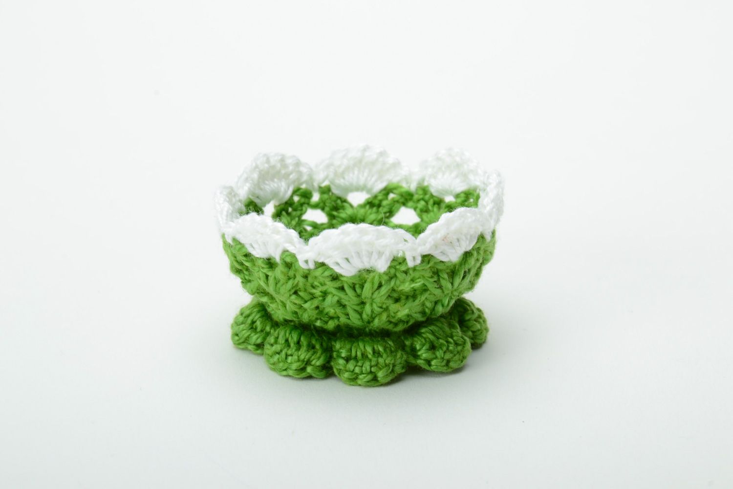 Handmade green crochet Easter egg holder photo 4