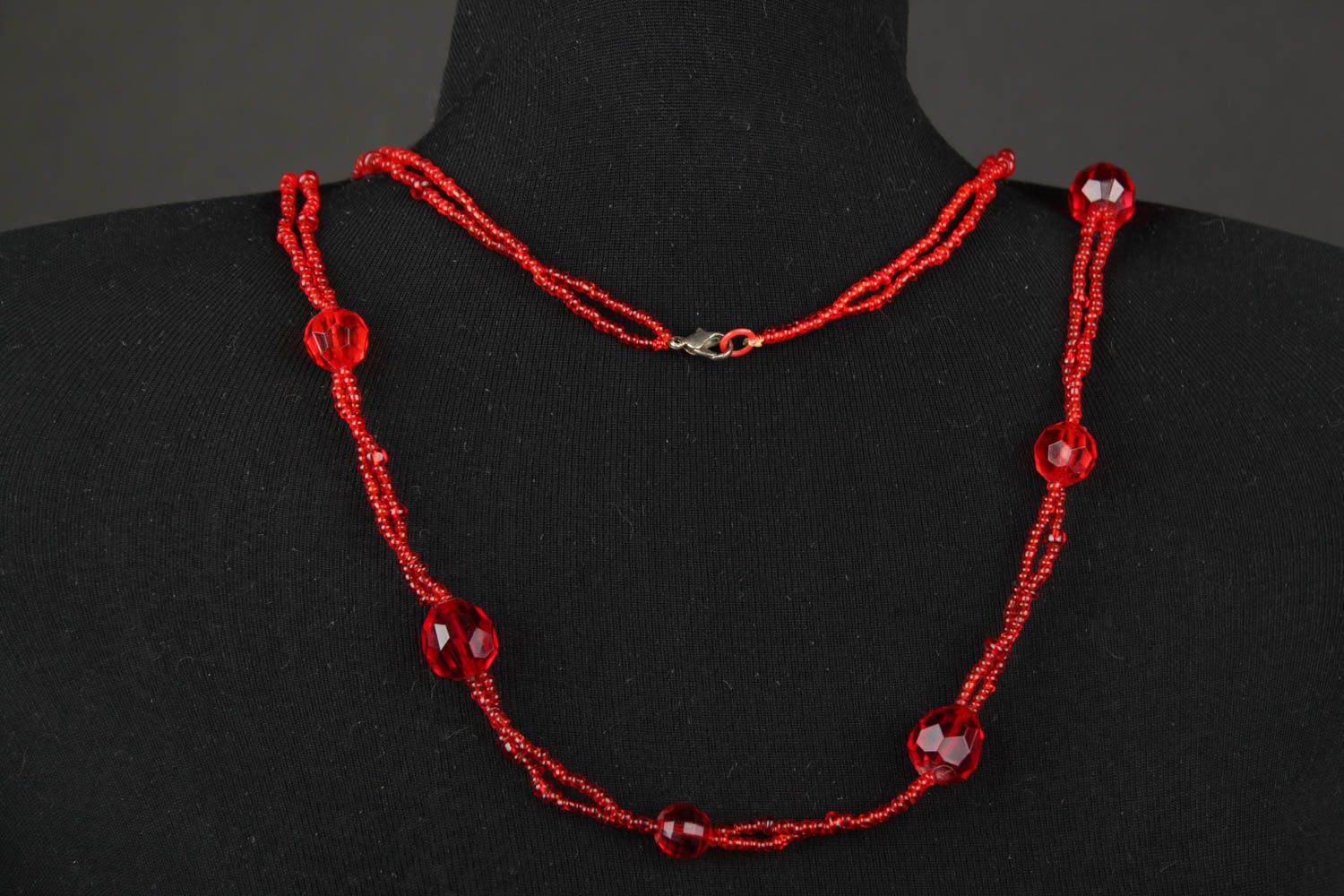 Handgefertigt Rocailles Kette Damen Collier Halskette Damen in Rot schön foto 2