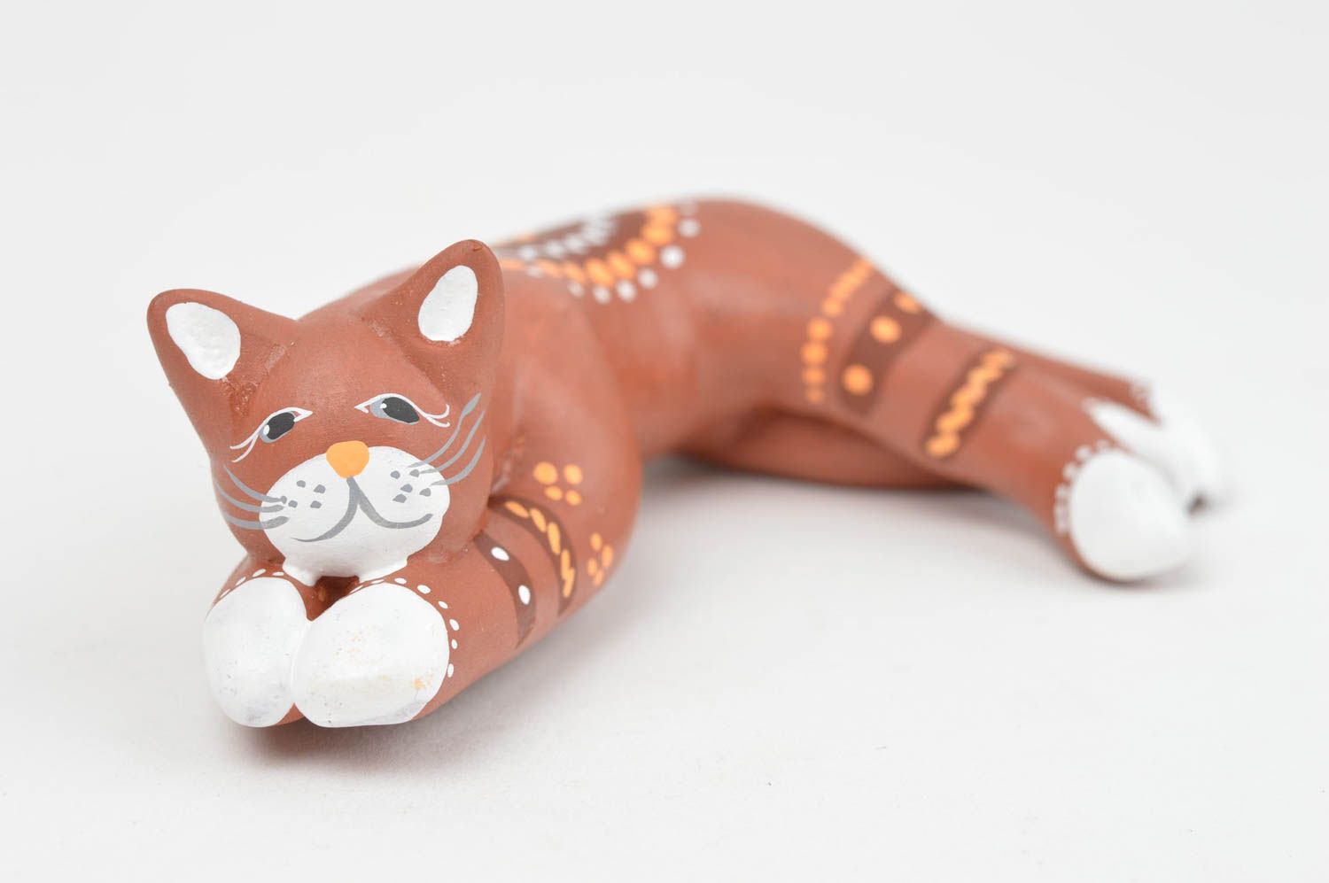 Gatto in ceramica fatto a mano figurina divertente souvenir animaletto originale foto 2