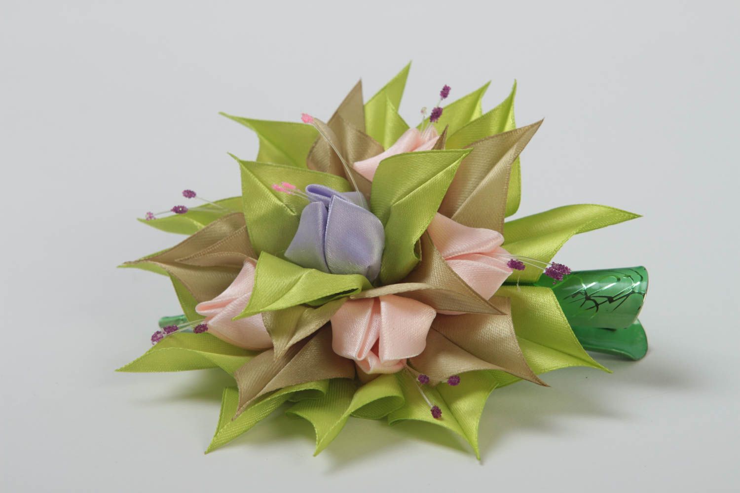 Beautiful handmade kanzashi flower barrette unusual hair clip gifts for her photo 3