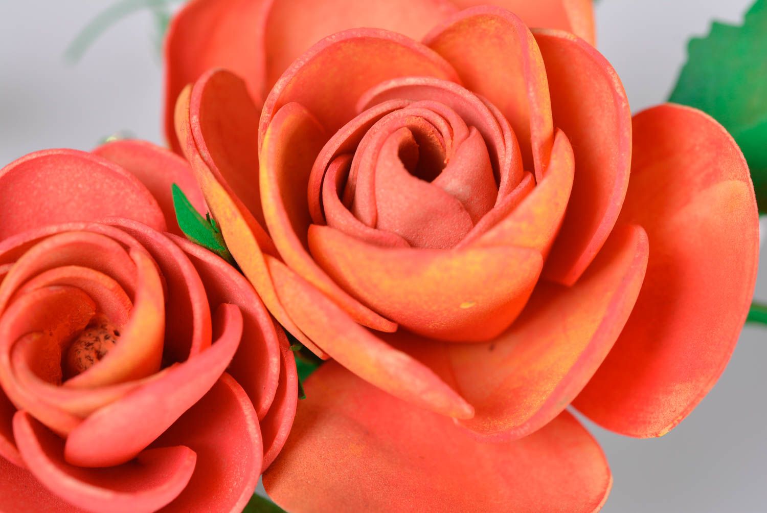 Unusual handmade designer foamiran flower barrette with beautiful rose photo 4